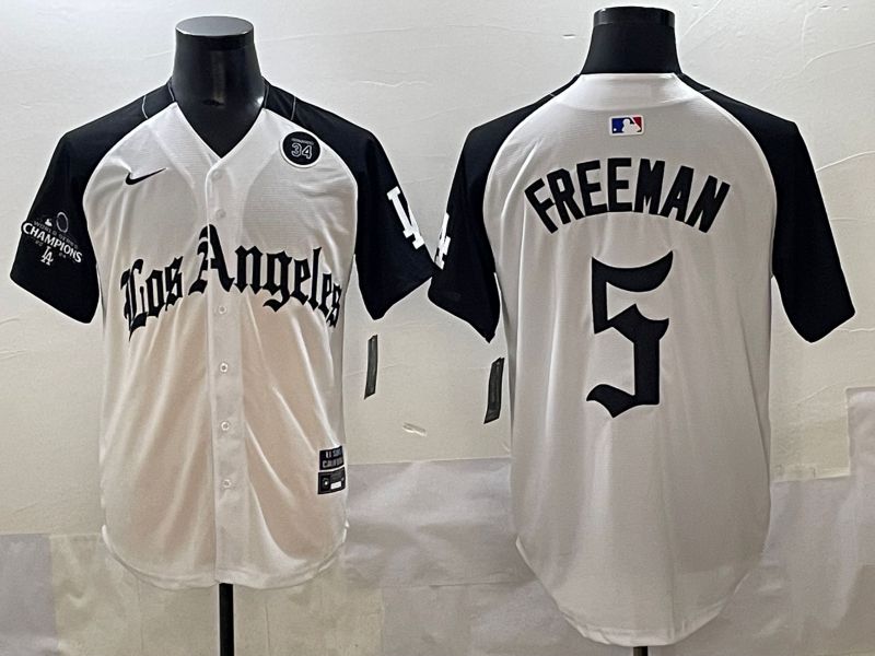 Men 2025 Los Angeles Dodgers #5 Freeman White black Five generations Joint Name Nike MLB Jersey style 5269->los angeles dodgers->MLB Jersey